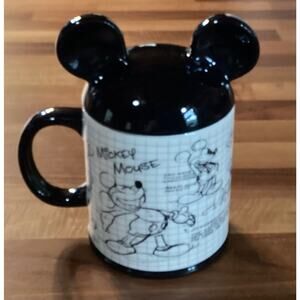 Disney Mickey Mouse Sketch Book Drawing Black & White Large Coffee Mug With Lid